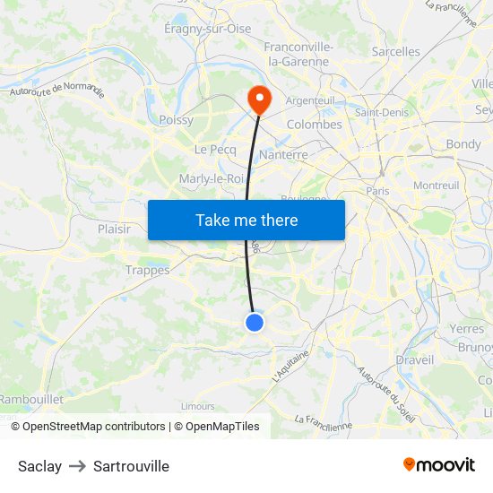 Saclay to Sartrouville map