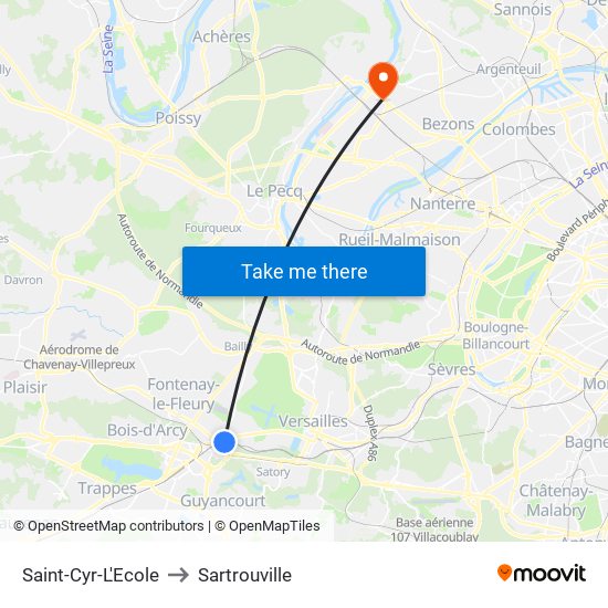 Saint-Cyr-L'Ecole to Sartrouville map