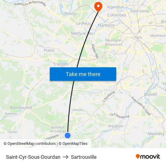 Saint-Cyr-Sous-Dourdan to Sartrouville map