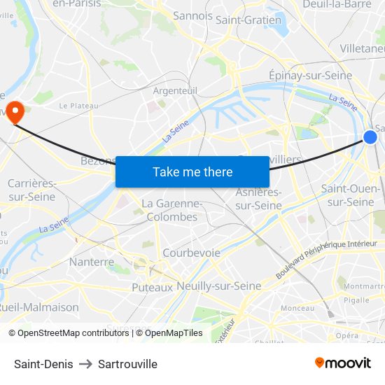 Saint-Denis to Sartrouville map