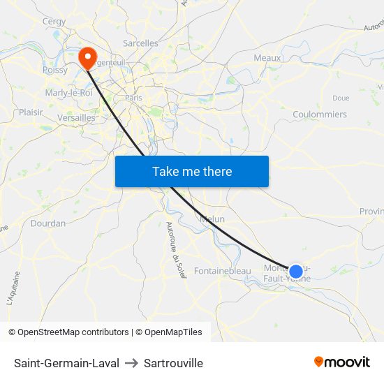 Saint-Germain-Laval to Sartrouville map