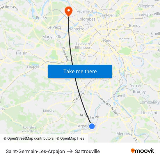 Saint-Germain-Les-Arpajon to Sartrouville map