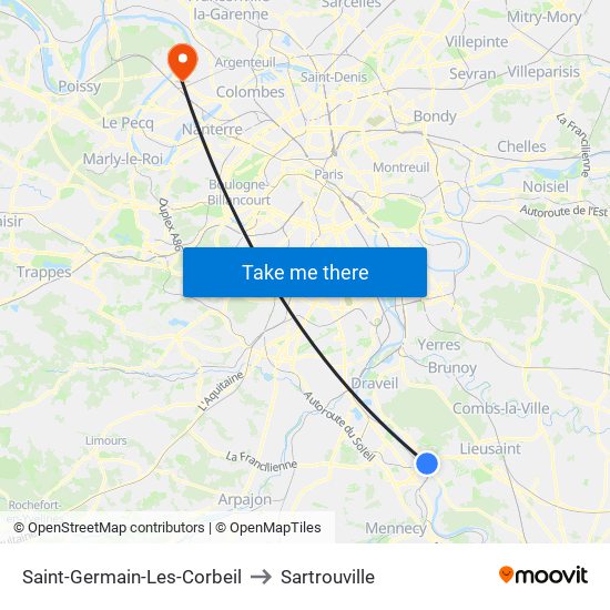 Saint-Germain-Les-Corbeil to Sartrouville map