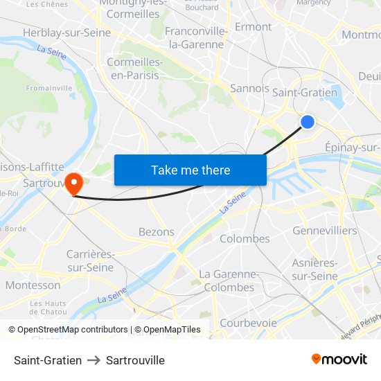 Saint-Gratien to Sartrouville map