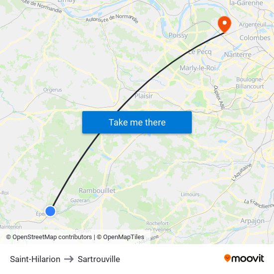 Saint-Hilarion to Sartrouville map