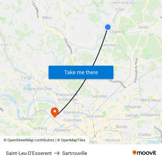 Saint-Leu-D'Esserent to Sartrouville map