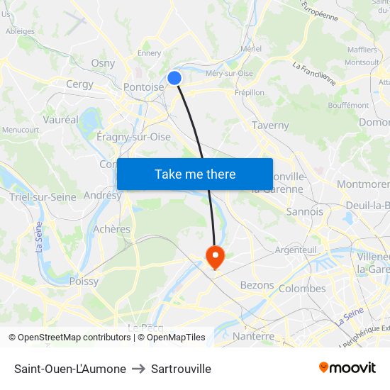 Saint-Ouen-L'Aumone to Sartrouville map