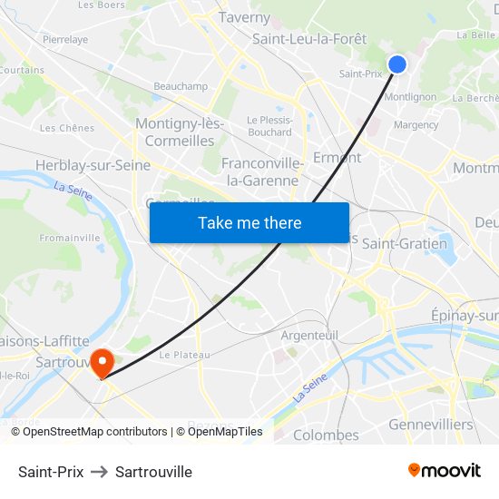 Saint-Prix to Sartrouville map