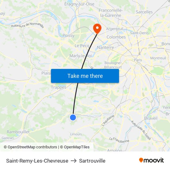Saint-Remy-Les-Chevreuse to Sartrouville map