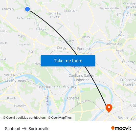 Santeuil to Sartrouville map