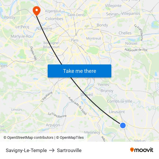 Savigny-Le-Temple to Sartrouville map
