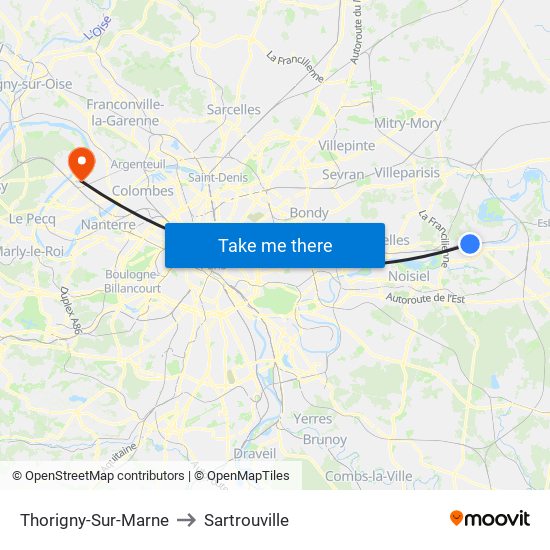 Thorigny-Sur-Marne to Sartrouville map