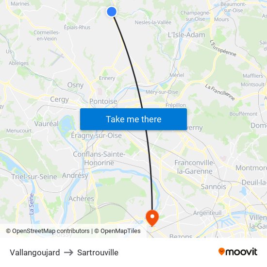 Vallangoujard to Sartrouville map