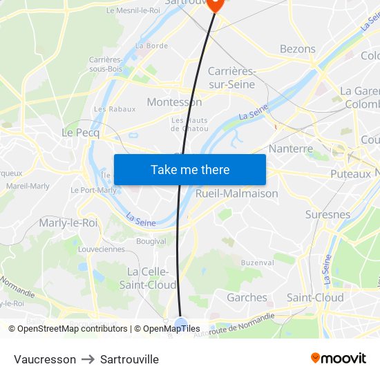 Vaucresson to Sartrouville map