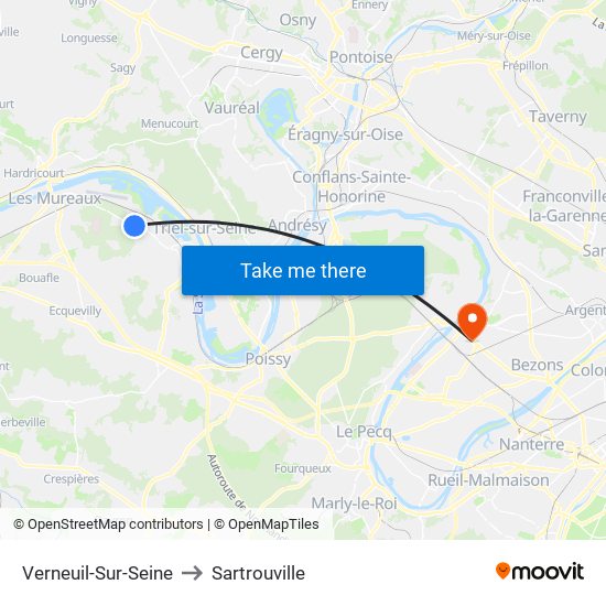 Verneuil-Sur-Seine to Sartrouville map