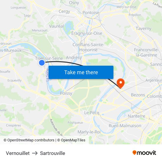 Vernouillet to Sartrouville map