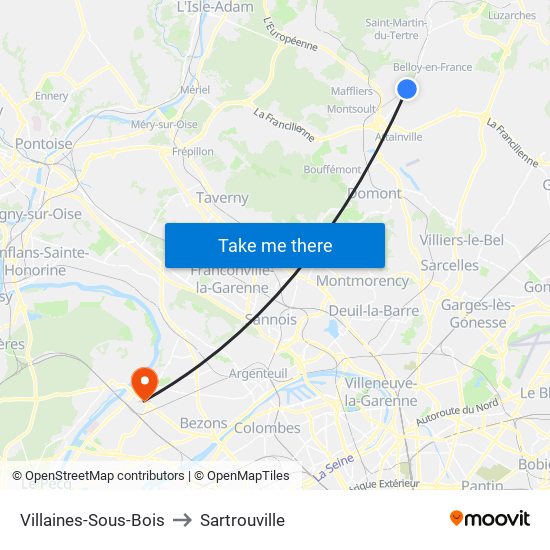 Villaines-Sous-Bois to Sartrouville map