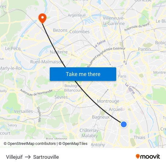Villejuif to Sartrouville map