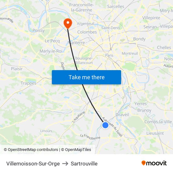 Villemoisson-Sur-Orge to Sartrouville map