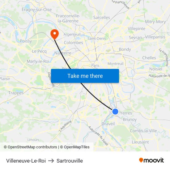 Villeneuve-Le-Roi to Sartrouville map
