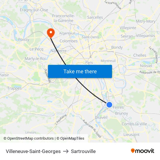 Villeneuve-Saint-Georges to Sartrouville map