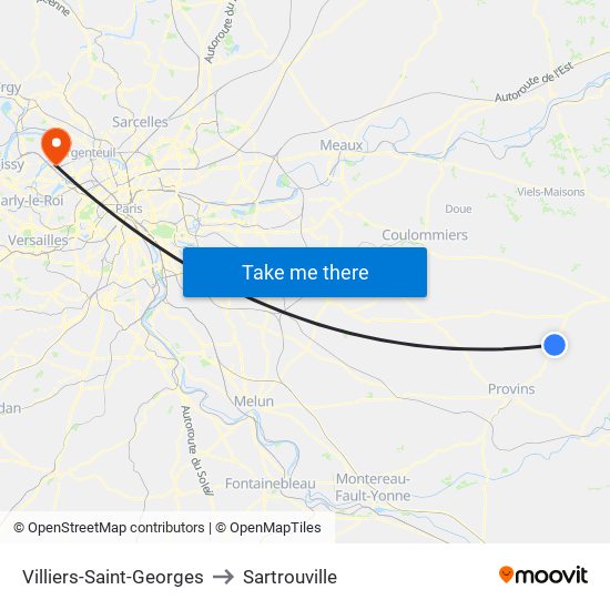 Villiers-Saint-Georges to Sartrouville map