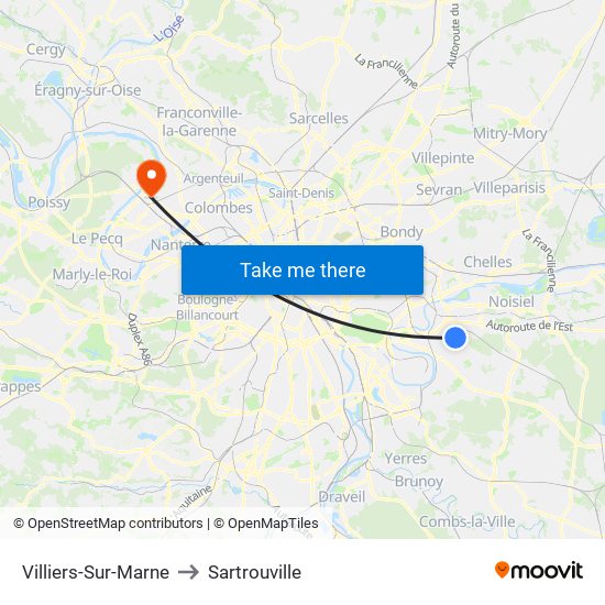 Villiers-Sur-Marne to Sartrouville map