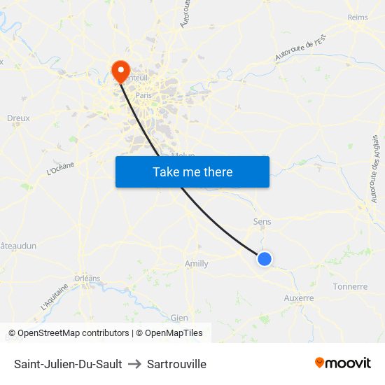 Saint-Julien-Du-Sault to Sartrouville map