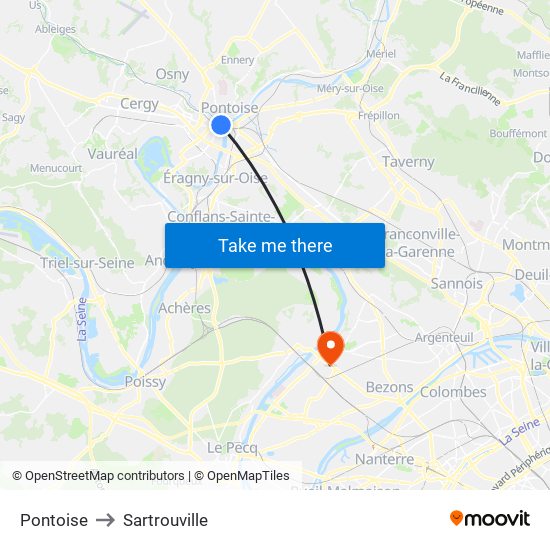 Pontoise to Sartrouville map