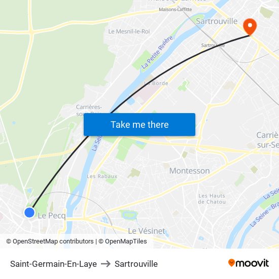 Saint-Germain-En-Laye to Sartrouville map