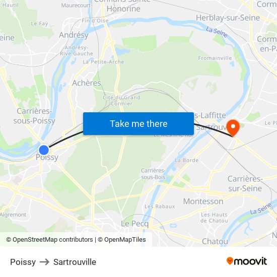 Poissy to Sartrouville map