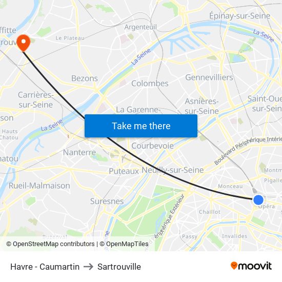 Havre - Caumartin to Sartrouville map