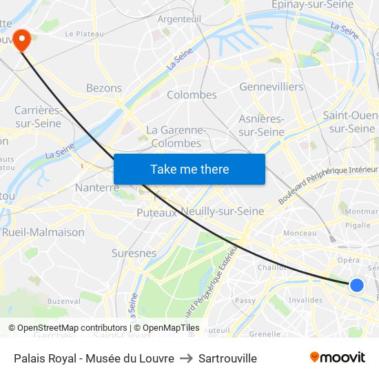 Palais Royal - Musée du Louvre to Sartrouville map