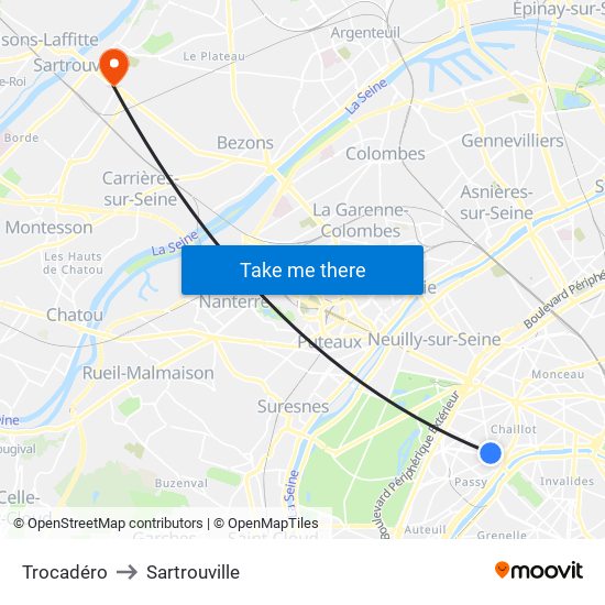 Trocadéro to Sartrouville map