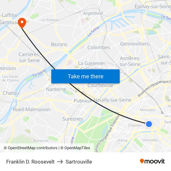 Franklin D. Roosevelt to Sartrouville map