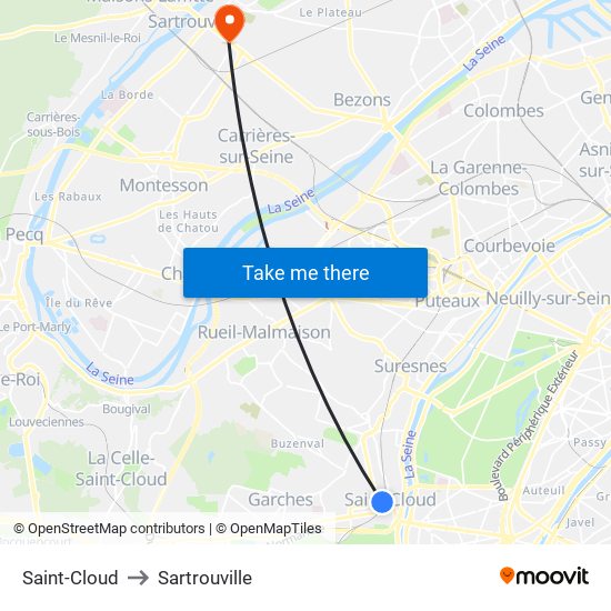 Saint-Cloud to Sartrouville map