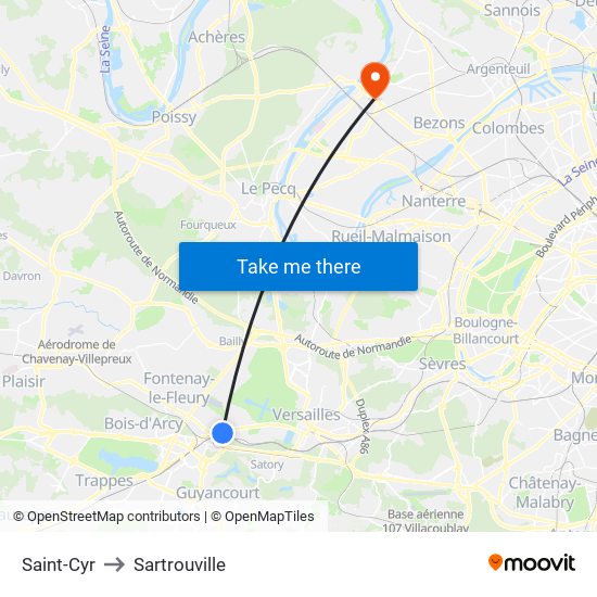 Saint-Cyr to Sartrouville map