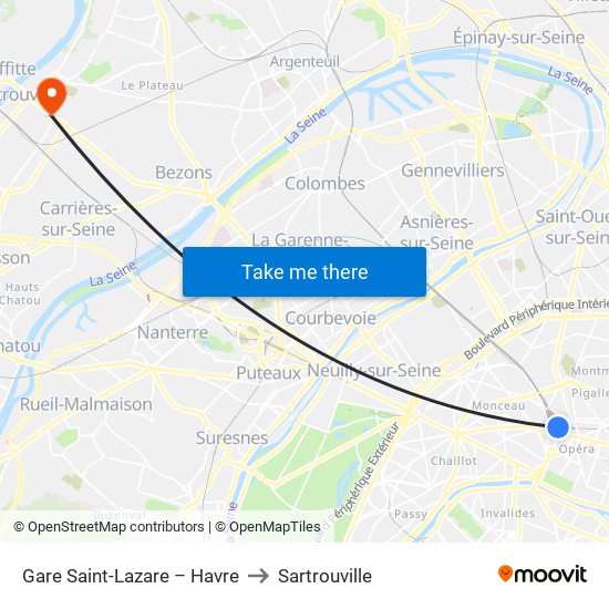 Gare Saint-Lazare – Havre to Sartrouville map