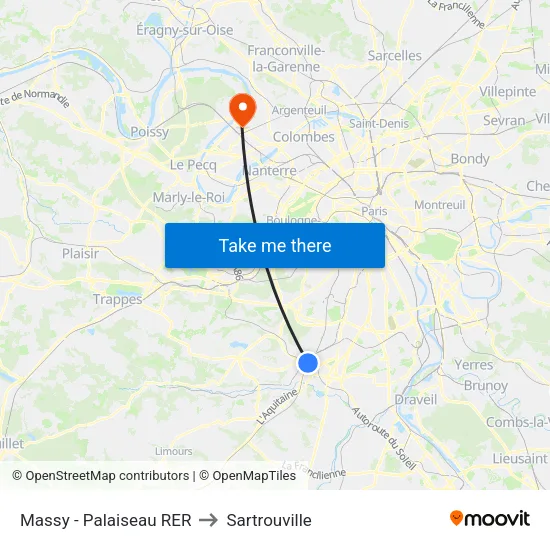Massy - Palaiseau RER to Sartrouville map