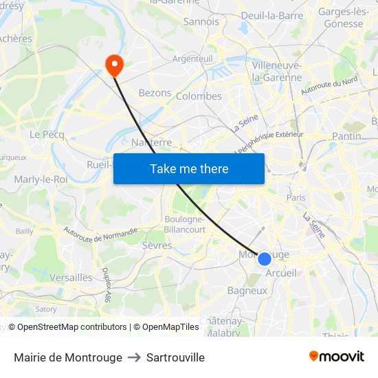 Mairie de Montrouge to Sartrouville map