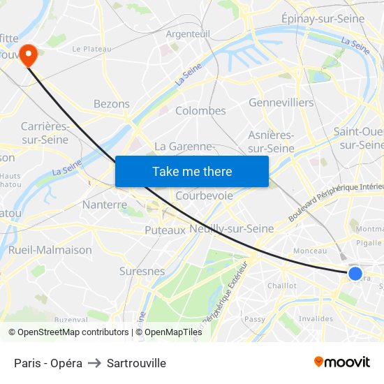 Paris - Opéra to Sartrouville map