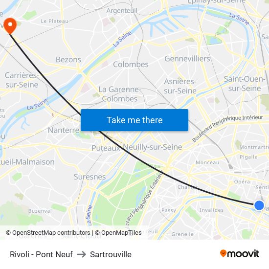 Rivoli - Pont Neuf to Sartrouville map