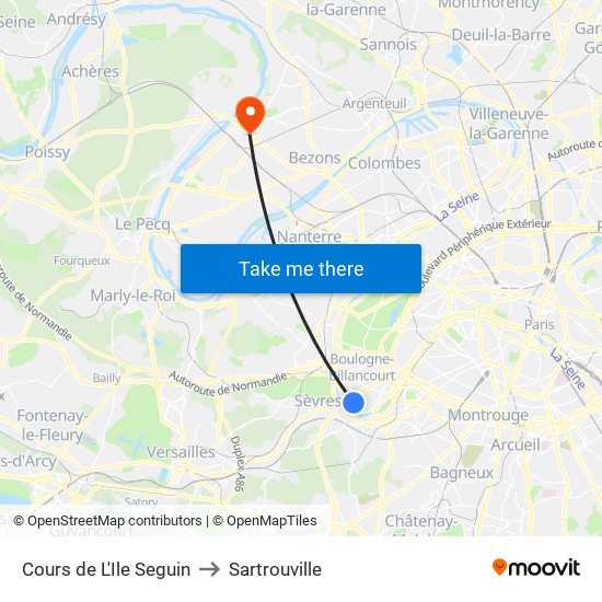 Cours de L'Ile Seguin to Sartrouville map