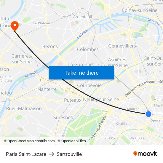 Paris Saint-Lazare to Sartrouville map