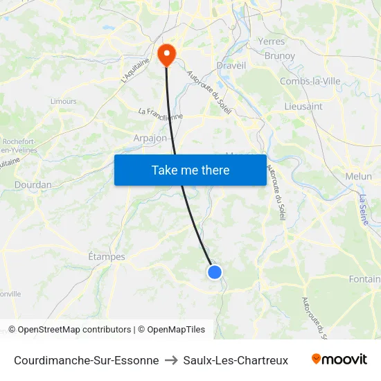 Courdimanche-Sur-Essonne to Saulx-Les-Chartreux map