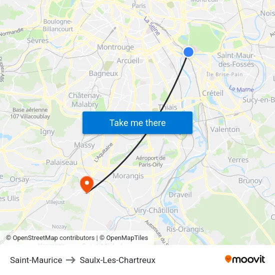 Saint-Maurice to Saulx-Les-Chartreux map