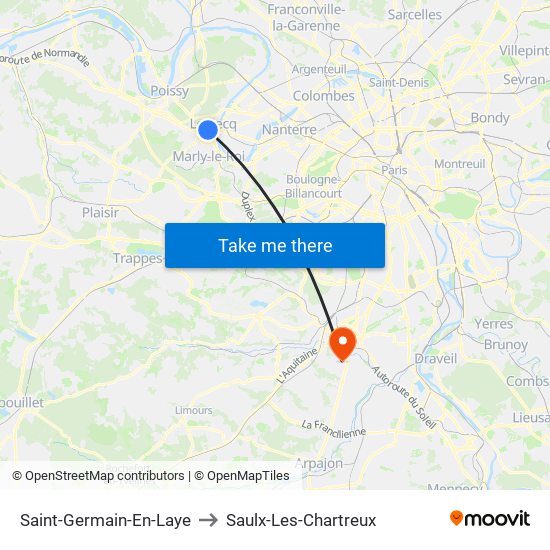 Saint-Germain-En-Laye to Saulx-Les-Chartreux map
