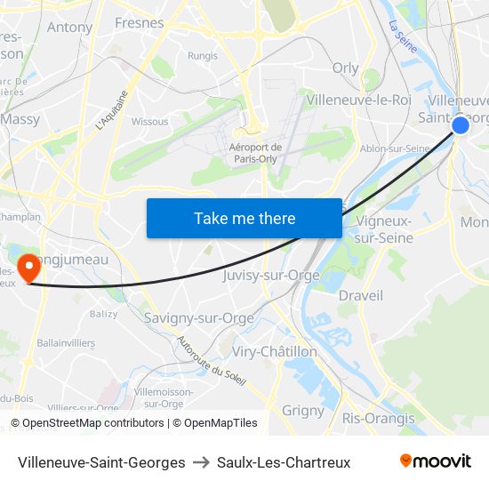 Villeneuve-Saint-Georges to Saulx-Les-Chartreux map