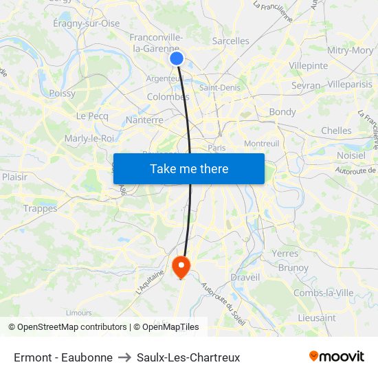 Ermont - Eaubonne to Saulx-Les-Chartreux map