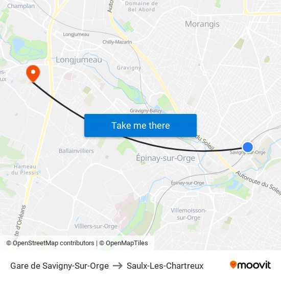 Gare de Savigny-Sur-Orge to Saulx-Les-Chartreux map